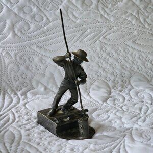 The Canal Boat Man Statue, Pewter Limited Edition 1974 With Box & Certificate